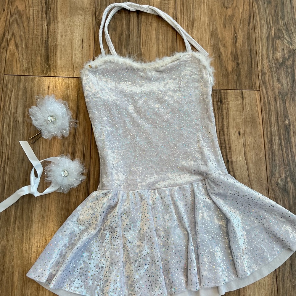 Weissman Designs for Dance velvet halter costume, winter snow holiday, size mc